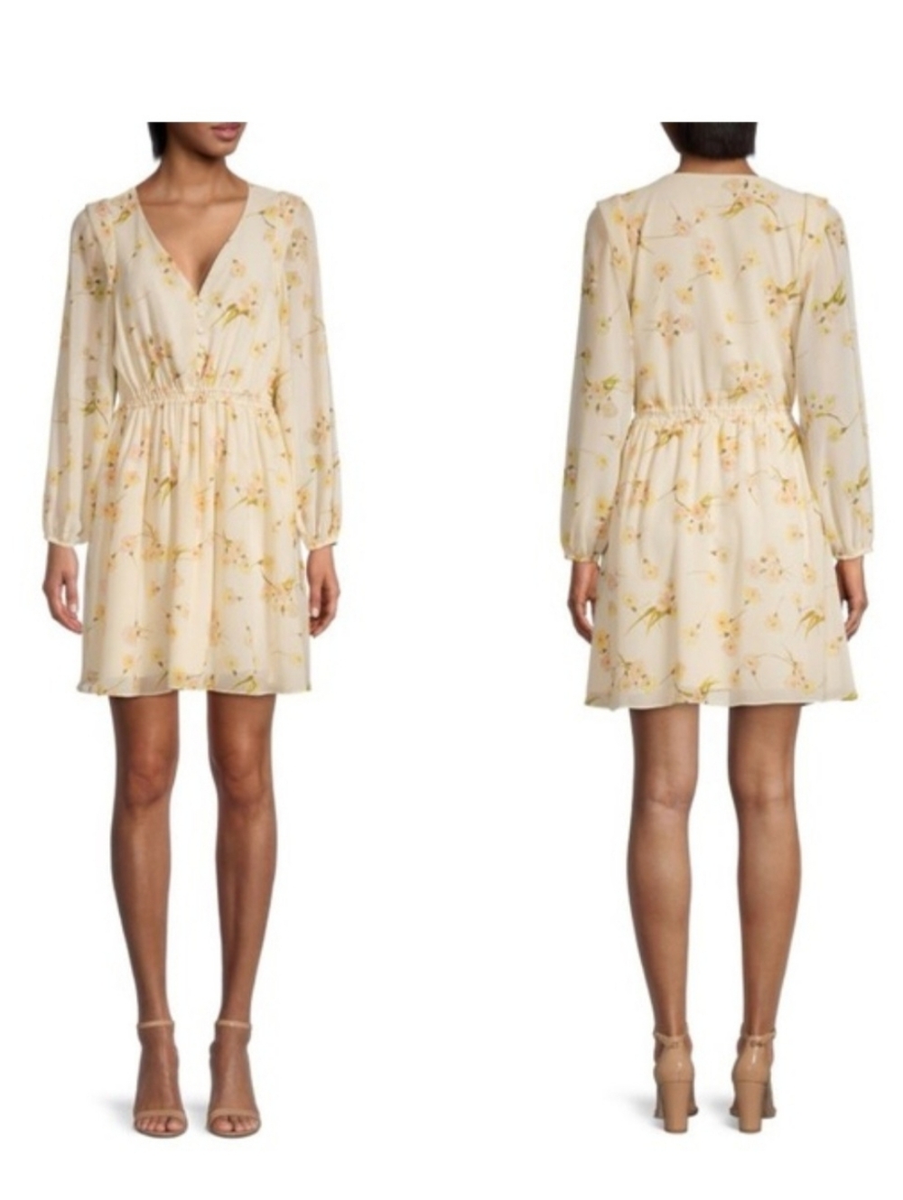 Madewell Cate Yellow Delicate Floral Print Mini Dress Size Small